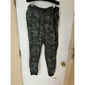 Seven7 Utility Joggers Linen Blend Green Camo High-rise W/ Pockets Size Medium